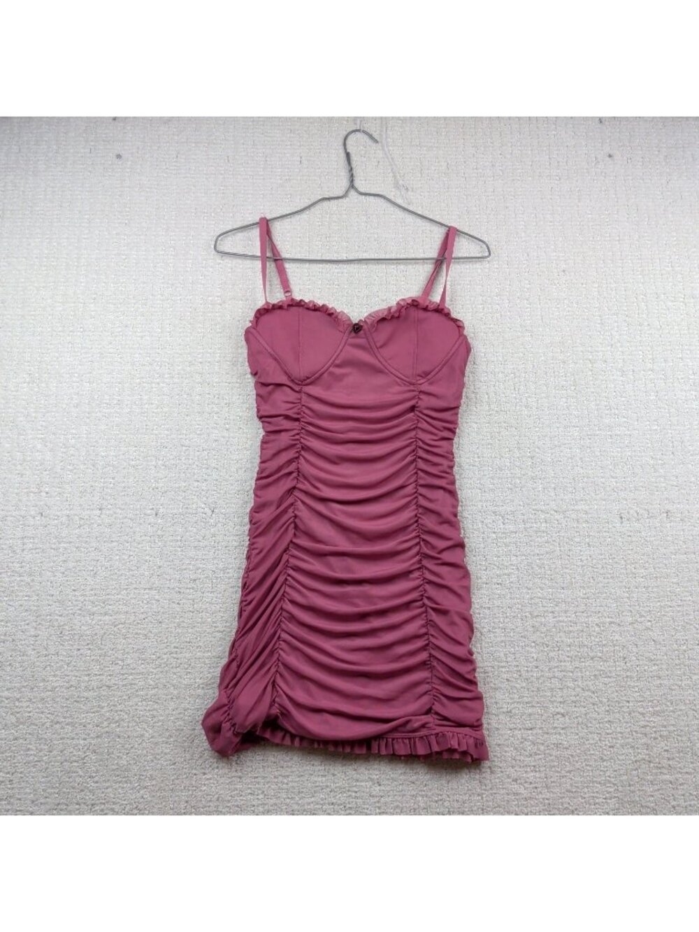 Y2K Pink Ruched Mini Dress  Corset Bustier Cocktail Sz M Fairycore Coquette